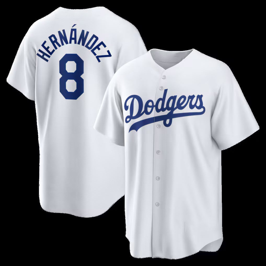 Los Angeles Dodgers #8 Enrique Hern¨¢ndez White Home Replica Baseball Jersey