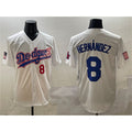 Los Angeles Dodgers #8 Enrique Hern¨¢ndez White With American Flag Patch Limited Stitched Baseball Jersey