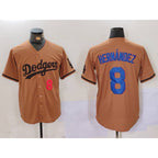 Los Angeles Dodgers #8 Kike Hernandez Number Olive Cool Base Limited Stitched Baseball Jersey