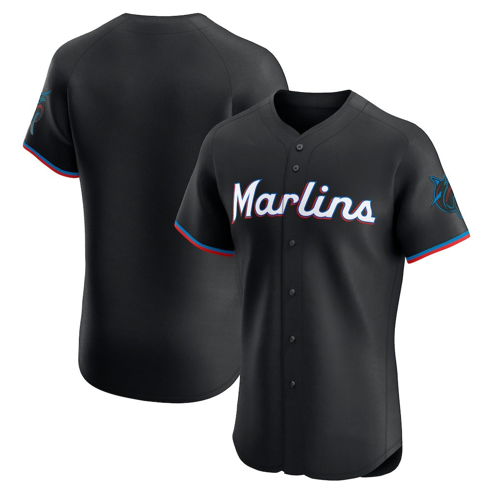 Miami Marlins Black Alternate Vapor Premier Elite Patch Baseball Jersey