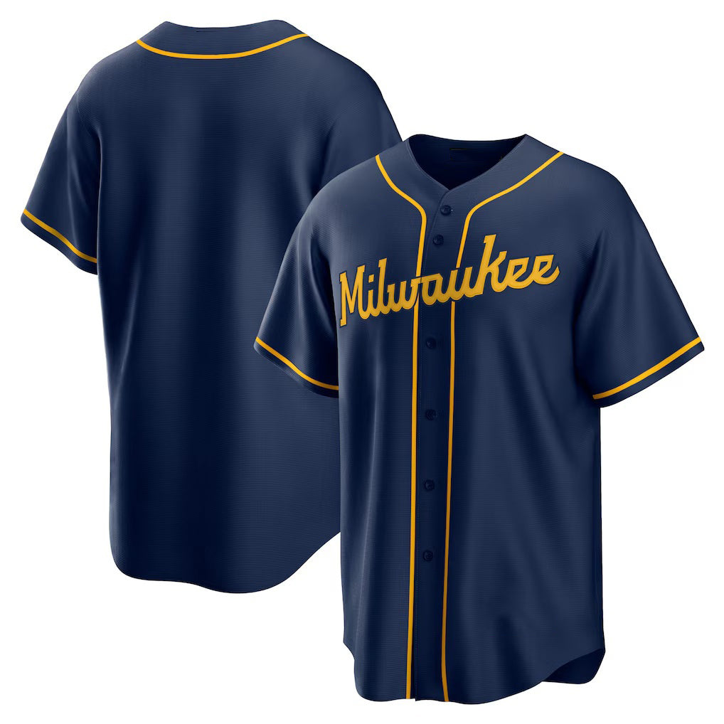 MMilwaukee Brewers Navy Alternate Replica Team Baseball Jersey