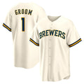 Milwaukee Brewers White #1 Groom Home Replica Baseball Jersey