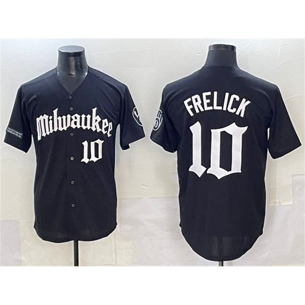 Milwaukee Brewers #10 Sal Frelick Black 'Gothic 414 Shadows Edition' Vapor Premier Limited Stitched Baseball Jersey