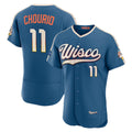 Milwaukee Brewers #11 Jackson Chourio Mineral Blue 2026 City Connect Authentic Sponsor Patch Baseball Jersey