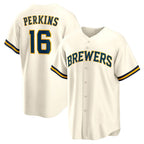 Milwaukee Brewers #16 Blake Perkins Cream Home Replica Baseball Jersey