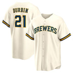 Milwaukee Brewers #21 Caleb Durbin Cream Home Replica Baseball Jersey