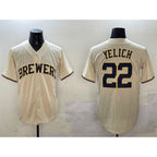 Milwaukee Brewers #22 Christian Yelich Cream Cool Base Stitched Baseball Jersey