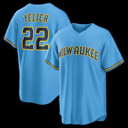 Milwaukee Brewers #22 Christian Yelich Light Blue Road Replica Baseball Jersey