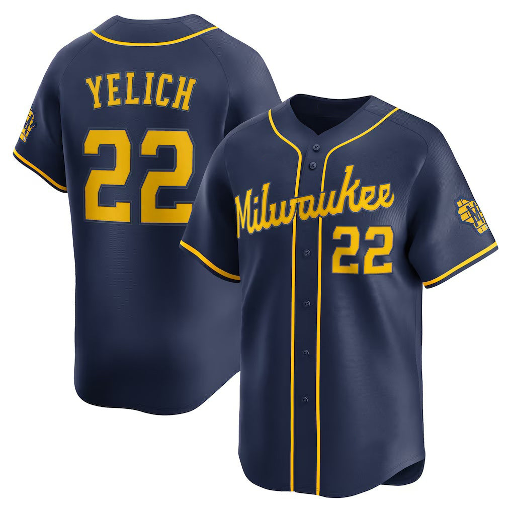 Milwaukee Brewers #22 Christian Yelich Navy Alternate Limited Baseball Jersey