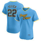 Milwaukee Brewers #22 Christian Yelich Powder Blue City Connect Elite Player Baseball Jersey