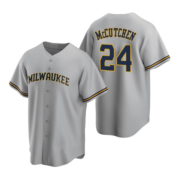 Milwaukee Brewers #24 Andrew McCutchen Gray Cool Base Stitched Baseball Jersey