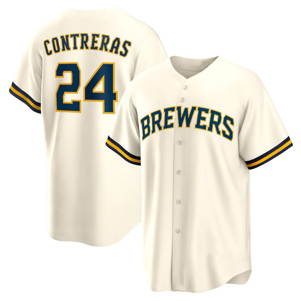Milwaukee Brewers #24 William Contreras Cream Home Replica Baseball Jersey