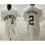 Milwaukee Brewers #2 Brice Turang White Limited Baseball Jersey