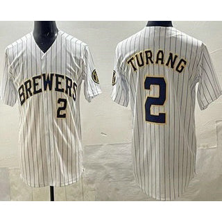 Milwaukee Brewers #2 Brice Turang White Limited Baseball Jersey