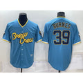 Milwaukee Brewers #39 Corbin Burnes Blue 2022 City Connect Cool Base Stitched Baseball Jersey