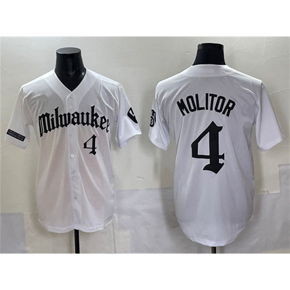 Milwaukee Brewers #4 Paul Molitor White 'Gothic 414 Shadows Edition' Vapor Premier Limited Stitched Baseball Jersey