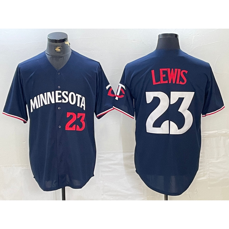 Minnesota Twins #23 Royce Lewis Number 2023 Navy Blue Cool Base Stitched Baseball Jersey