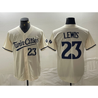 Minnesota Twins #23 Royce Lewis Number Cream Cool Base Stitched Baseball Jersey