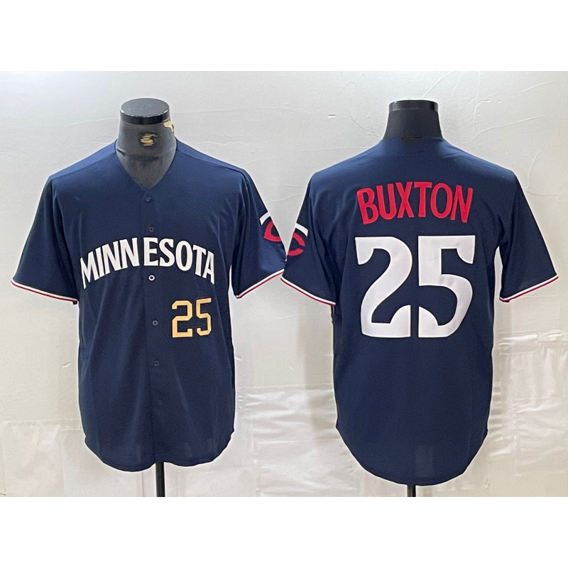 Minnesota Twins #25 Byron Buxton Number 2023 Navy Blue Cool Base Stitched Jerseys
