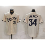 Minnesota Twins #34 Kirby Puckett Number Cream Cool Base Stitched Baseball Jersey