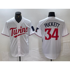 Minnesota Twins #34 Kirby Puckett White Red Stitched Cool Baseball Jersey