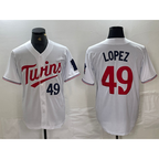 Minnesota Twins #49 Pablo Lopez Number White Stitched Cool Baseball Jersey