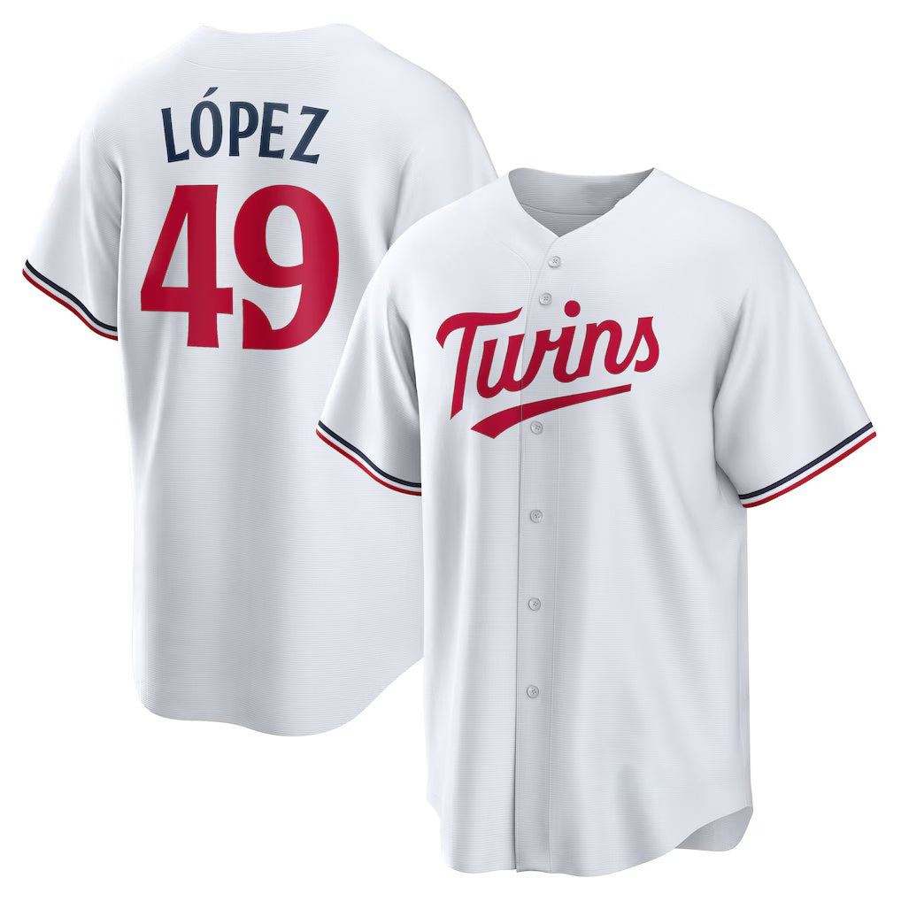 Minnesota Twins #49 Pablo López White Home Replica Player Baseball Jersey