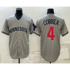 Minnesota Twins #4 Carlos Correa 2023 Grey Home Team Cool Base Stitched Baseball Jersey