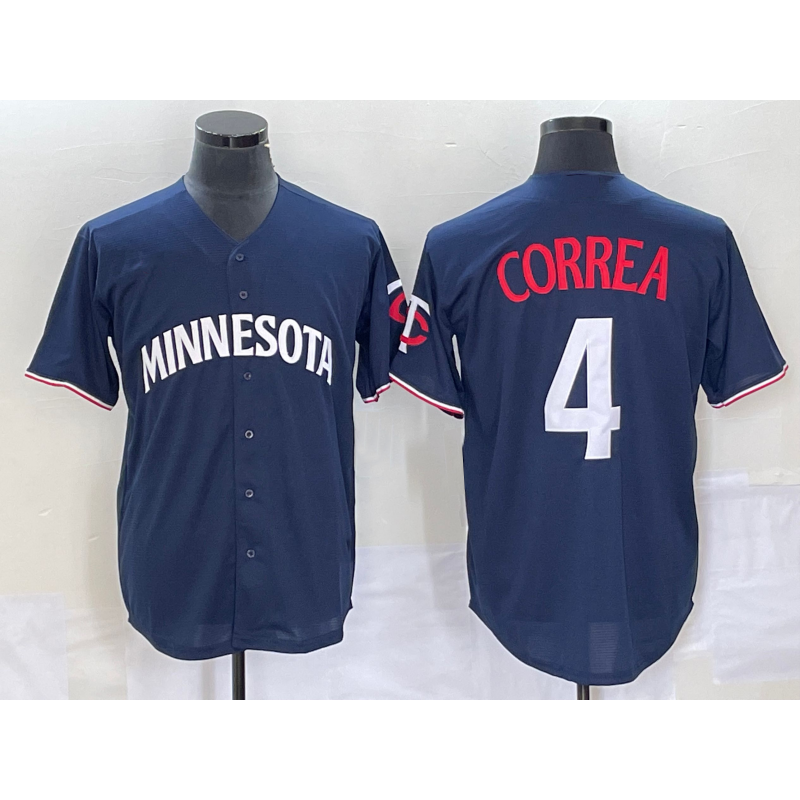 Minnesota Twins #4 Carlos Correa 2023 Navy Blue Cool Base Stitched Baseball Jersey