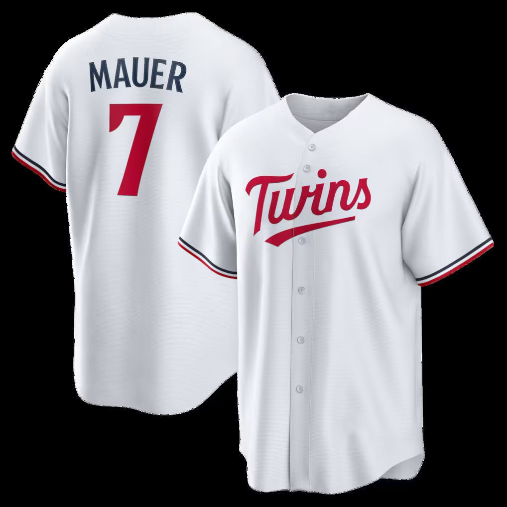 Minnesota Twins #7 Joe Mauer White Home Retired Player Replica Baseball Jersey