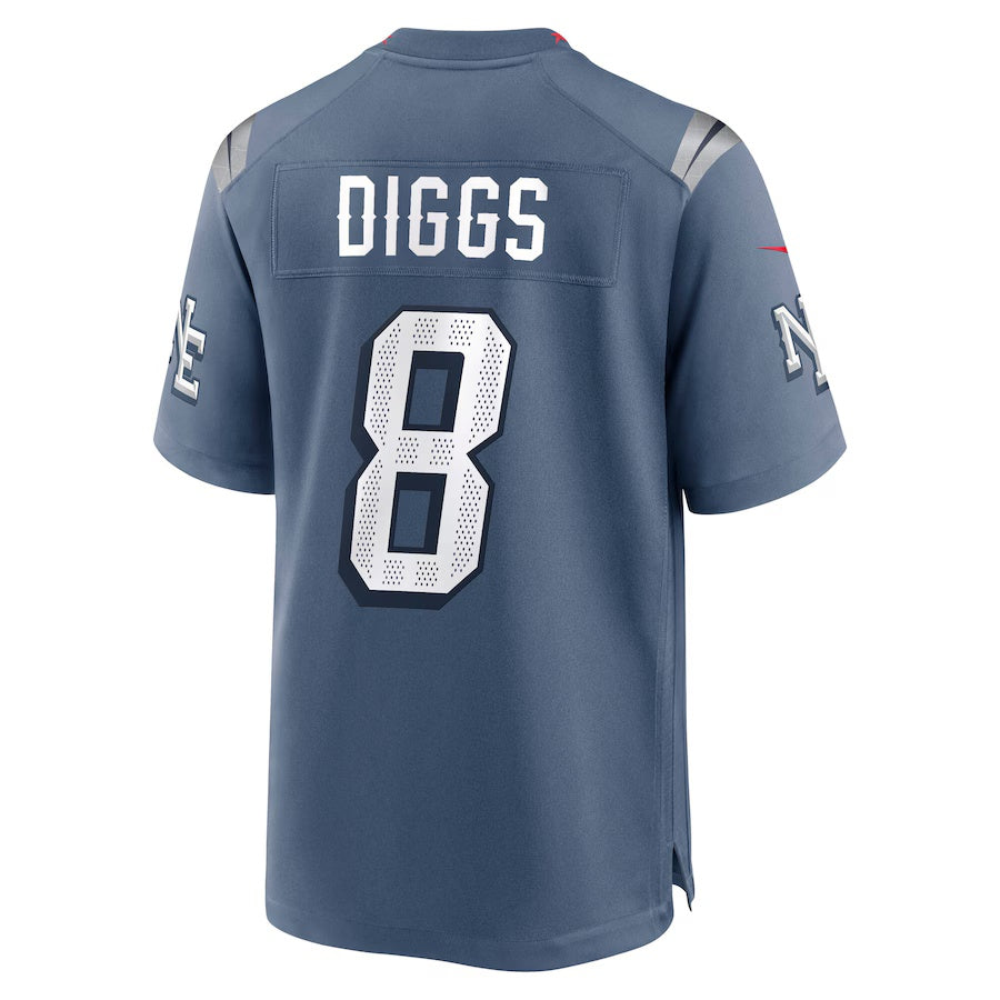 NE.Patriots #8 Stefon Diggs 2025 Rivalries Collection Game Jersey - Storm Blue