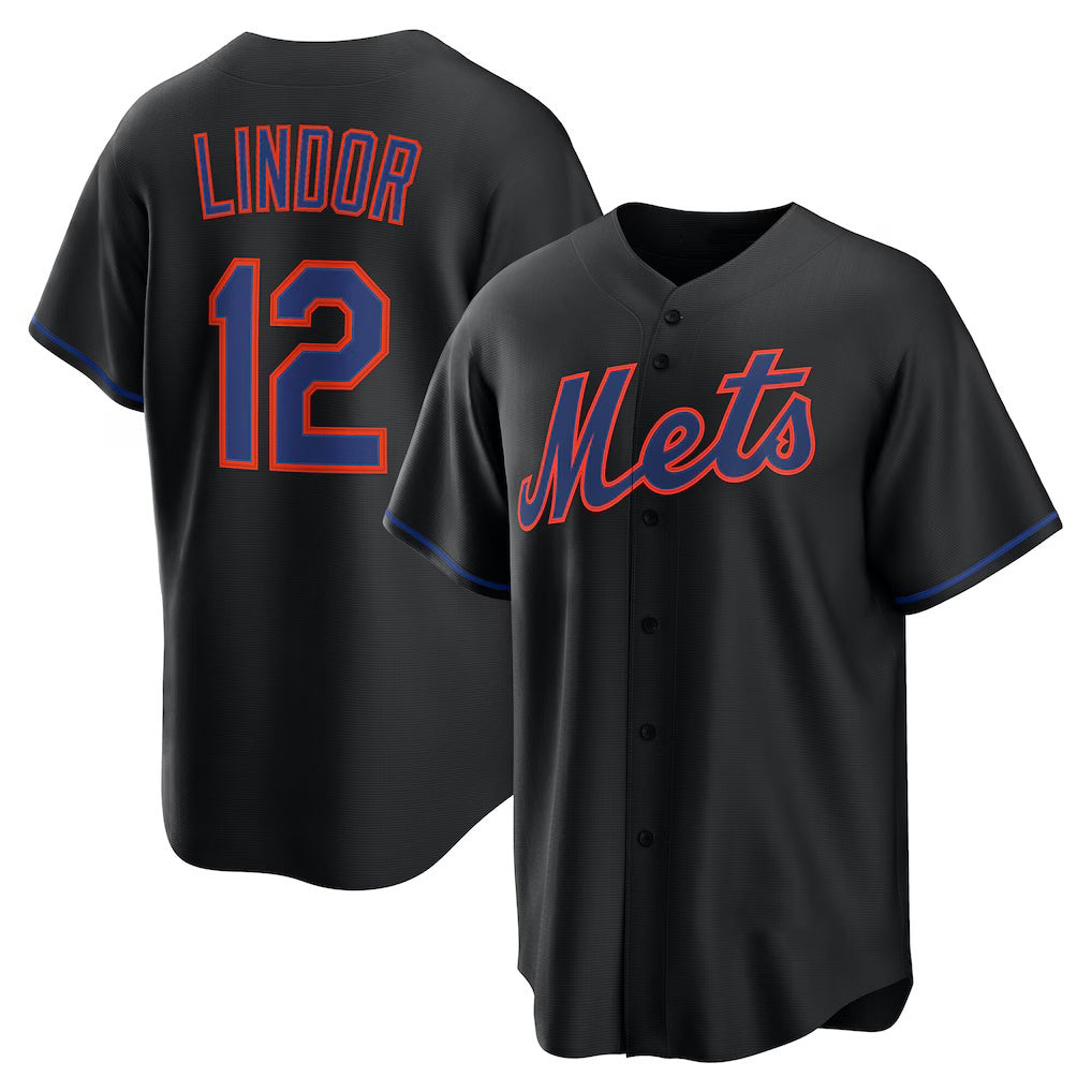 New York Mets #12 Francisco Lindor Black Alternate Replica Baseball jersey
