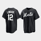 New York Mets #12 Francisco Lindor Black Cool Base Stitched Baseball jersey