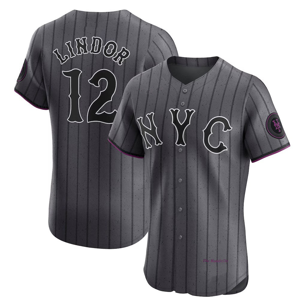 New York Mets #12 Francisco Lindor Gray City Connect Elite Baseball jersey