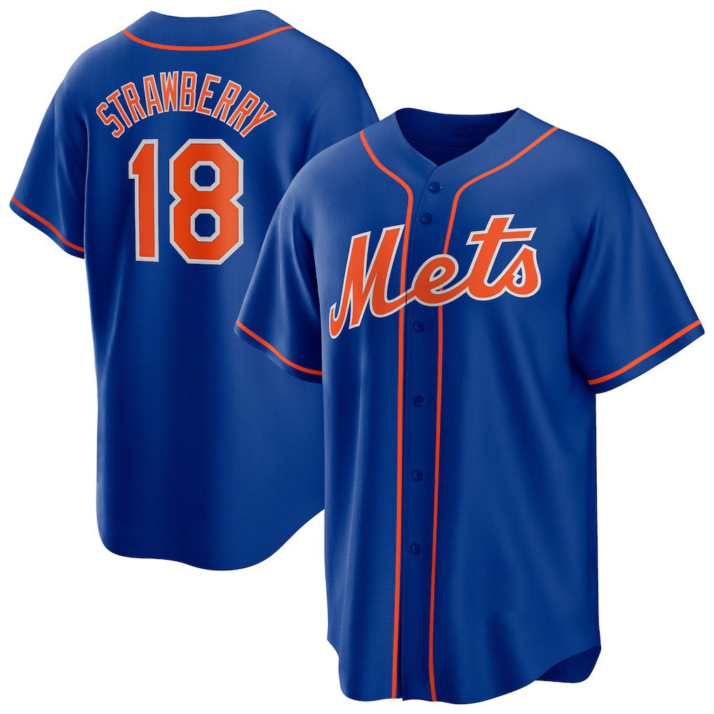 New York Mets #18 Darryl Strawberry Royal Alternate Replica Player Baseball Jersey
