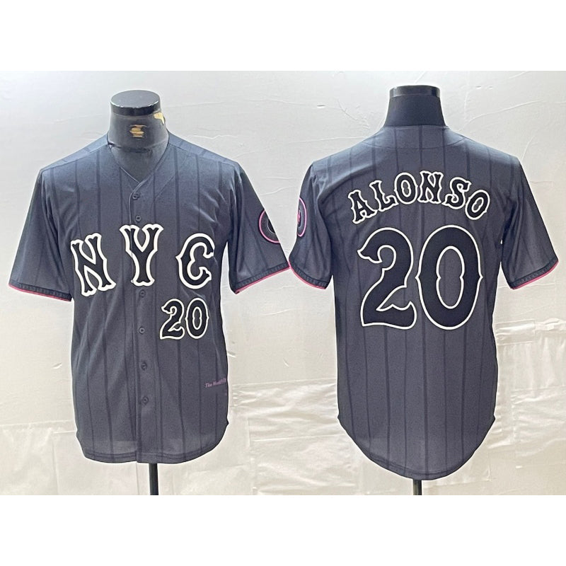 New York Mets #20 Pete Alonso Number Grey 2024 City Connect Cool Base Stitched Baseball Jersey