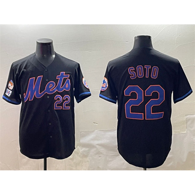 New York Mets #22 Juan Soto Black 2025 Spring Training Cool Base Stitched Baseball Jersey