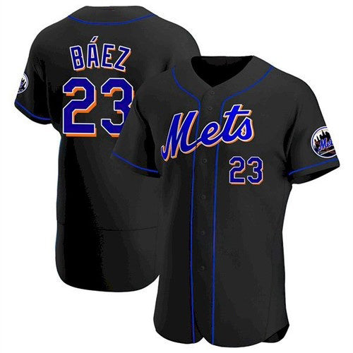 New York Mets #23 Javier Baez Black Anthentic Baseball Jersey