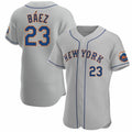 New York Mets #23 Javier Baez Gray Anthentic Baseball Jersey
