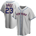 New York Mets #23 Javier Baez Gray Replica Baseball Jersey