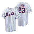 New York Mets #23 Javier Baez White Replica Home Baseball Jersey