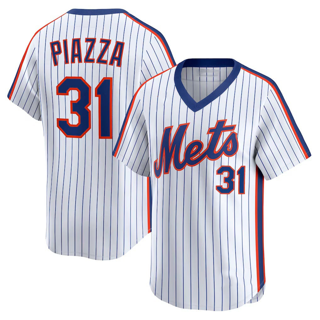 New York Mets #31 Mike Piazza White Throwback Cooperstown Collection Limited Baseball Jersey
