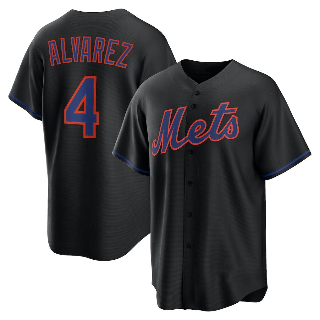 New York Mets #4 Francisco Alvarez Black Alternate Replica Baseball jersey