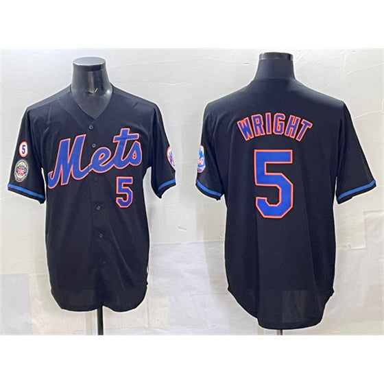 New York Mets #5 David Wright Black With Patch Limited Stitched Baseball jersey