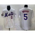 New York Mets #5 David Wright White With Patch Stitched Baseball jersey