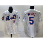 New York Mets #5 David Wright White With Patch Stitched Baseball jersey