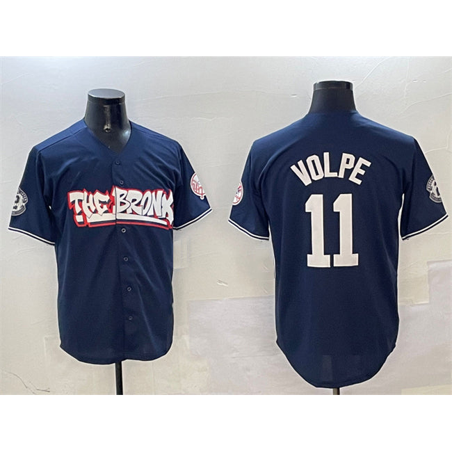New York Yankees #11 Anthony Volpe Navy Bronx Graffiti Vapor Limited Stitched Baseball Jersey