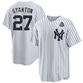 New York Yankees #27 Giancarlo Stanton White 2024 World Series With Name Cool Base Stitched Baseball Jersey