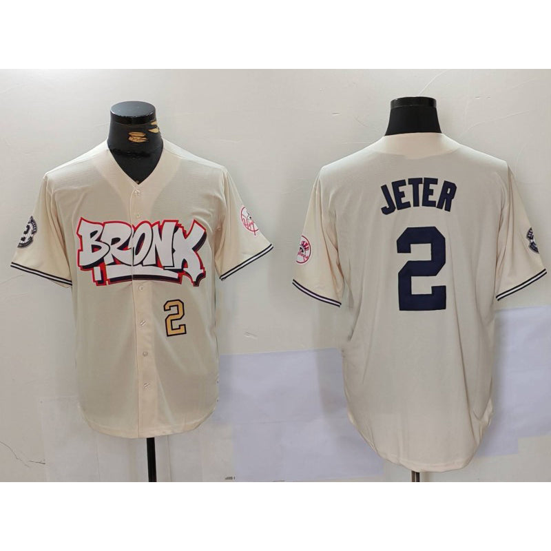 New York Yankees #2 Derek Jeter Cream Limited Stitched Baseball Jerseys