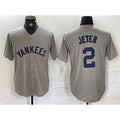 New York Yankees #2 Derek Jeter Gray Cool Base Stitched Baseball Jersey